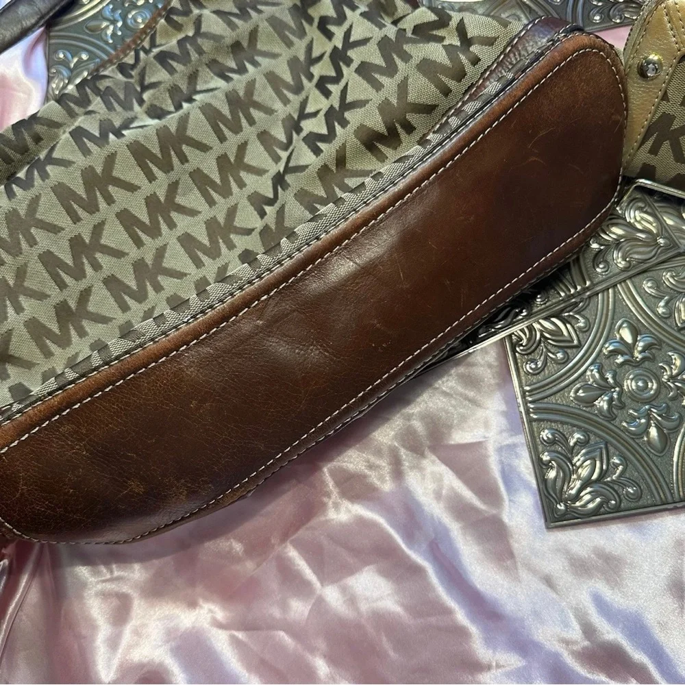 🌹VINTAGE Michael Kors • Brown Logo Large Hobo Bag Wallet Bundle